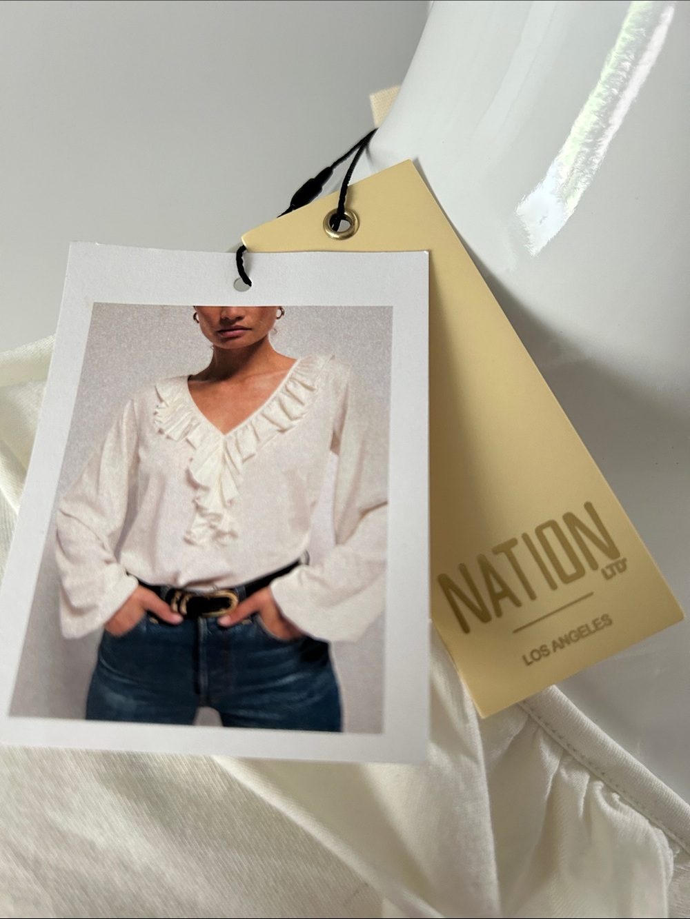 NATION LTD Giorgio Flouncetop in Porcelain | Size Small | New With Tags - Picture 8 of 16